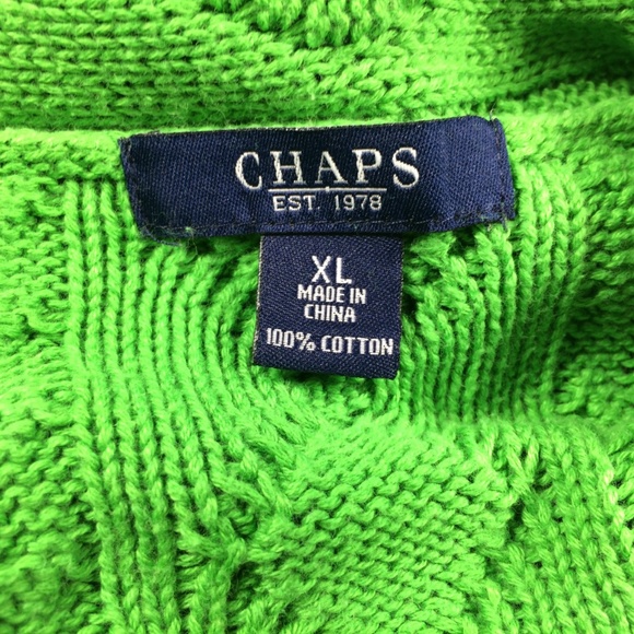 Chaps Sweater Cable Knit Preppy Green Warm - Picture 5 of 6